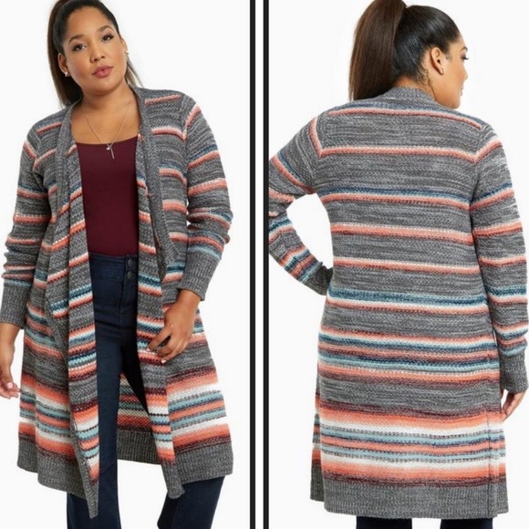 torrid Sweaters - Torrid Striped Duster Cardigan 0 Large 12